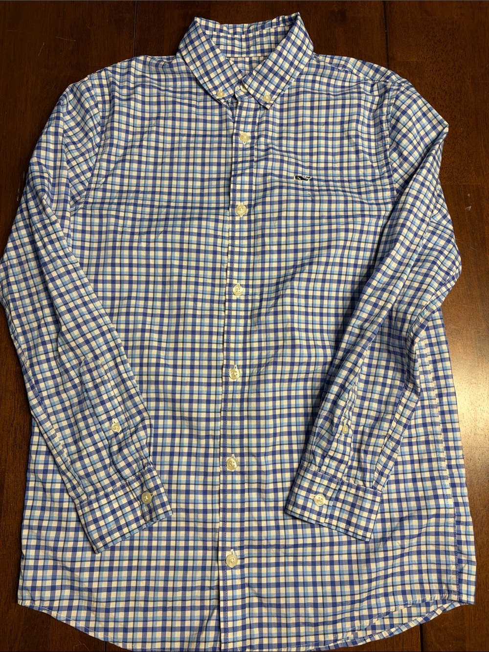 Vineyard Vines Blue and White Check Button-Down Shirt